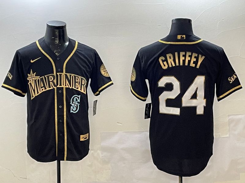 Men Seattle Mariners #24 Griffey Black Gold Game 2025 Nike MLB Jersey style 4->seattle mariners->MLB Jersey